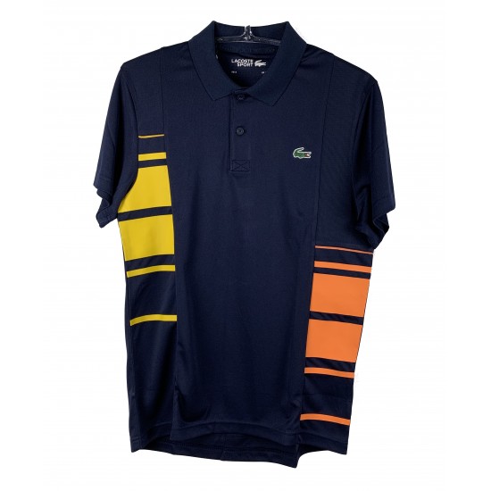 CAMISA LACOSTE POLO SPORT PIQUE - MARINHO/LARANJA/AMARELO